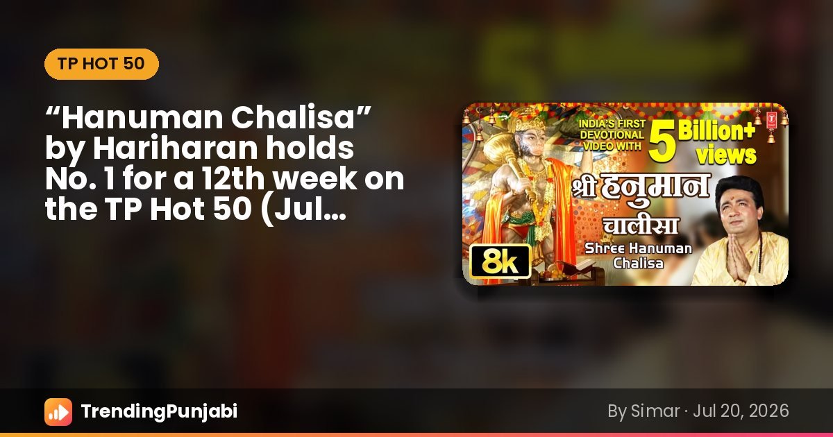 “Hanuman Chalisa” by Hariharan, No. 1 on the TP Hot 50