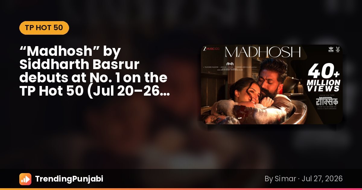 “Madhosh” by Siddharth Basrur, No. 1 on the TP Hot 50