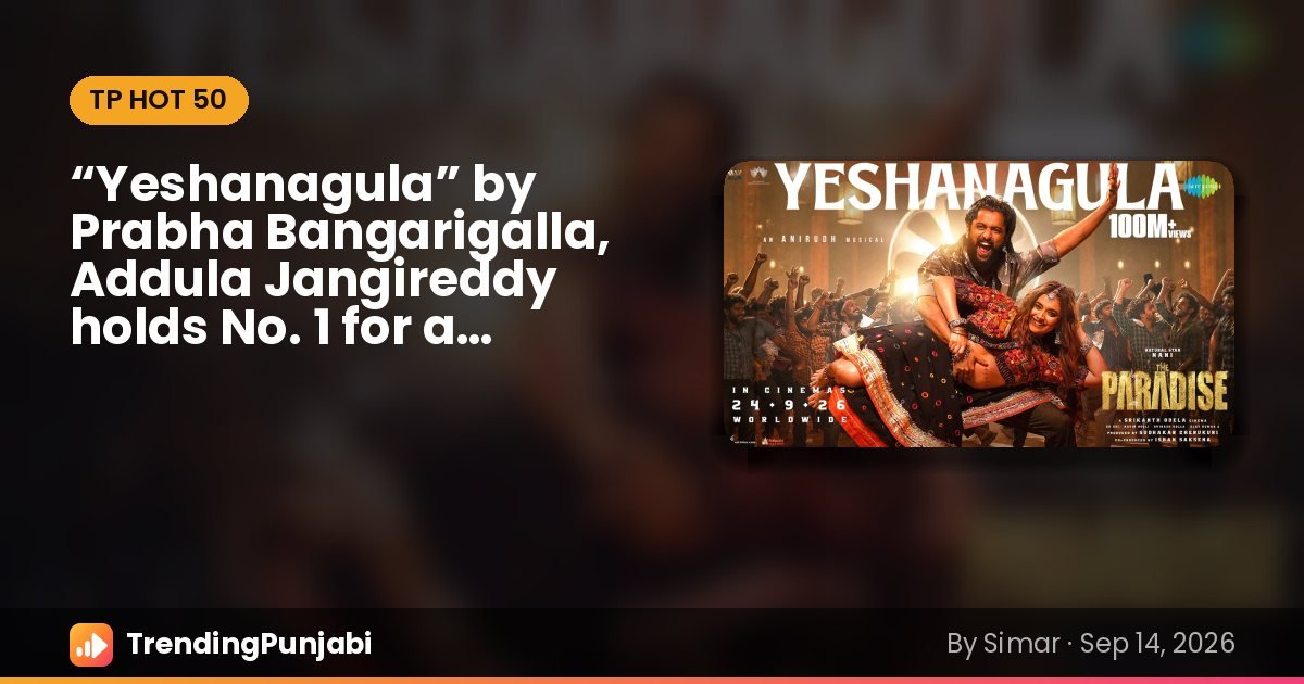 “Yeshanagula” by Prabha Bangarigalla, Addula Jangireddy, No. 1 on the TP Hot 50