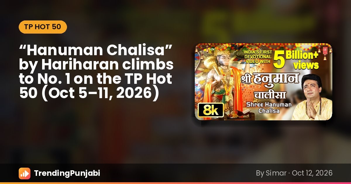 “Hanuman Chalisa” by Hariharan, No. 1 on the TP Hot 50