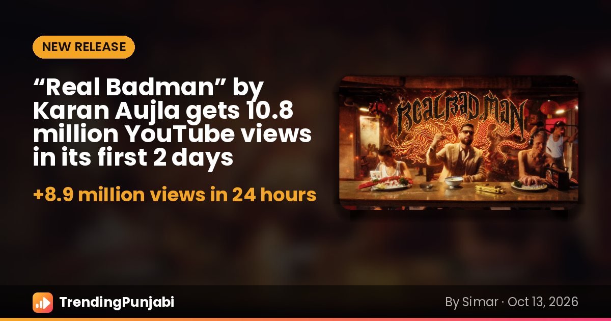 “Real Badman” by Karan Aujla gets 10.8 million YouTube views in its first 2 days