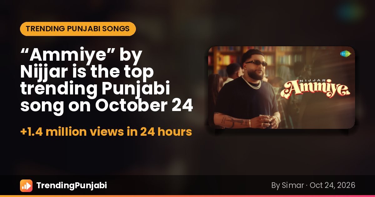 “Ammiye” by Nijjar is the top trending Punjabi song on October 24