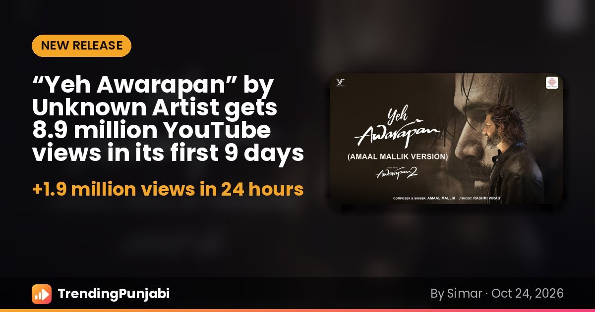 “Yeh Awarapan” by Unknown Artist gets 8.9 million YouTube views in its first 9 days